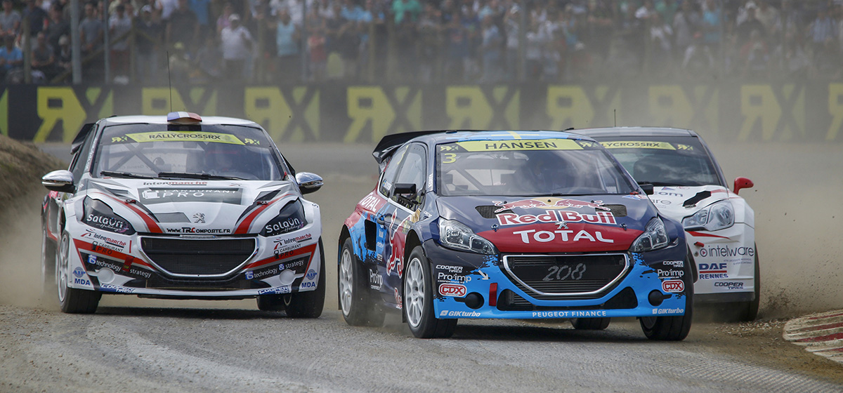 Hansen lidera; Solberg al acecho en el Mundial de Rallycross en Francia