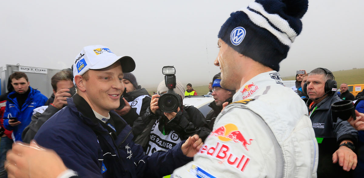 Mikko Hirvonen y Sebastien Ogier, Rallye de Gales 2014.